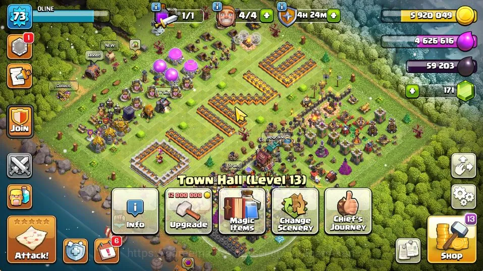 Clash of Clans Mid-Tier TH 13 - BH 7|LV 73|HH 6|BK 27,AQ 36,GW 14,MP 21,RC image 1
