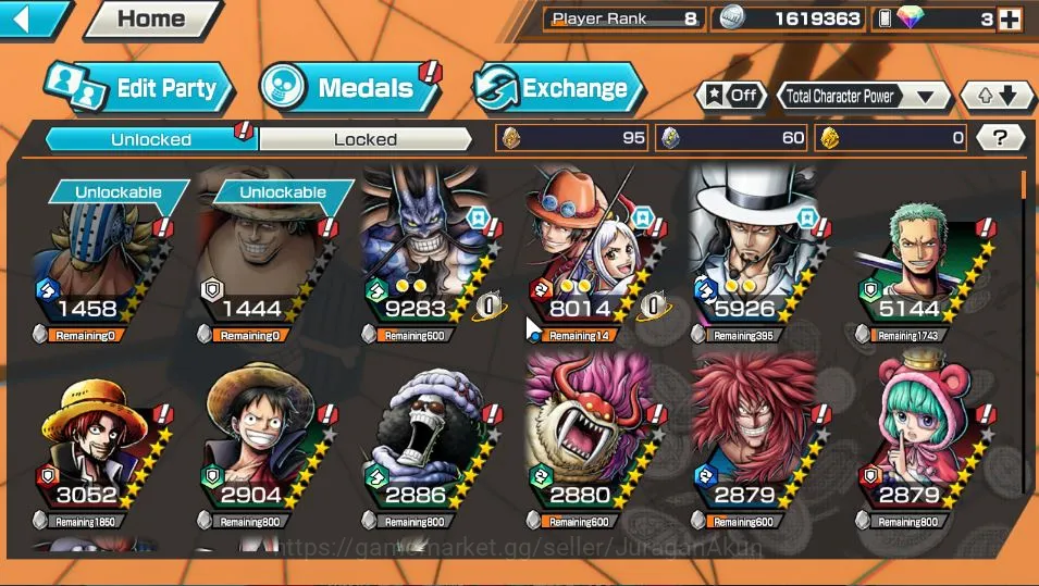 One Piece Bounty Rush Accounts Starter Global|3 META EX|Battle Monster Oni Kaido,Fire Fist Ogre Princess Ace&Yamato,Awaken 3