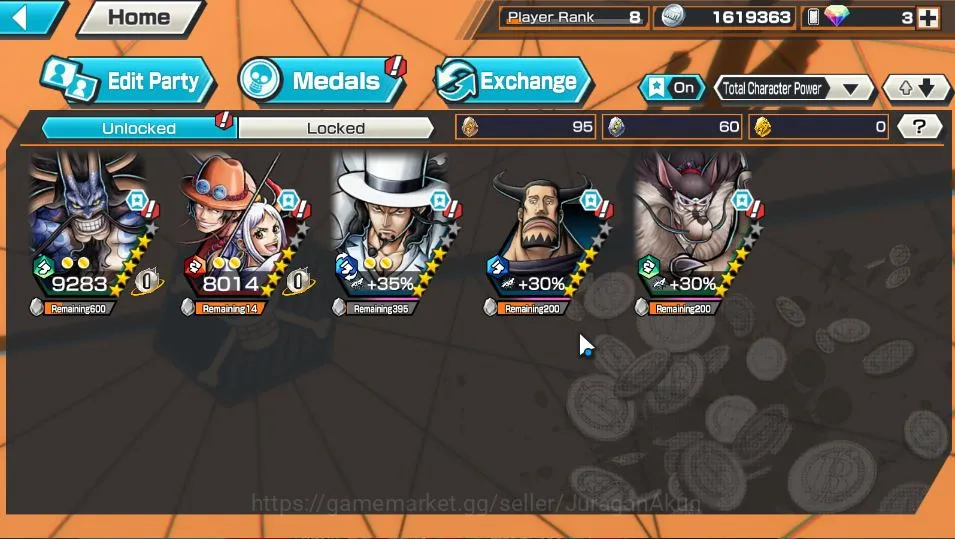 One Piece Bounty Rush Accounts Starter Global|3 META EX|Battle Monster Oni Kaido,Fire Fist Ogre Princess Ace&Yamato,Awaken 4