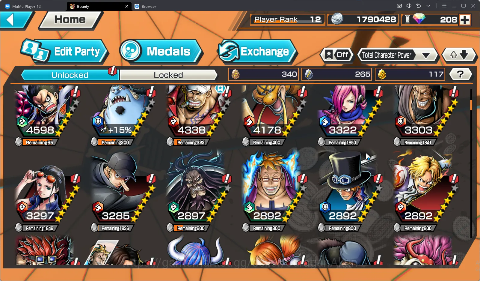 One Piece Bounty Rush Accounts Mid-Tier Best 3 Meta Extream |Luffy Gear5 Lv Max, Kid & Law Lv82, Akainu Lv62 ETC|Log 3