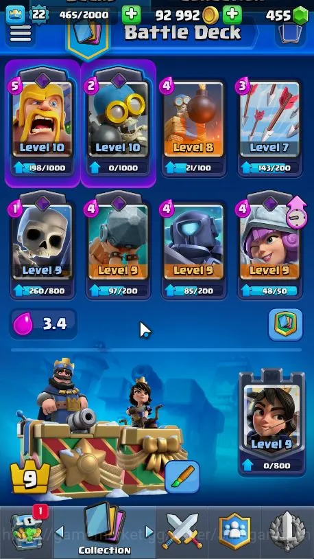 Clash Royale Accounts Midgame Lvl 22|Trophy 3010|KTL 9|Limited Skin |Card 54|1 EVO,11 Epic,21 Rare,22 5