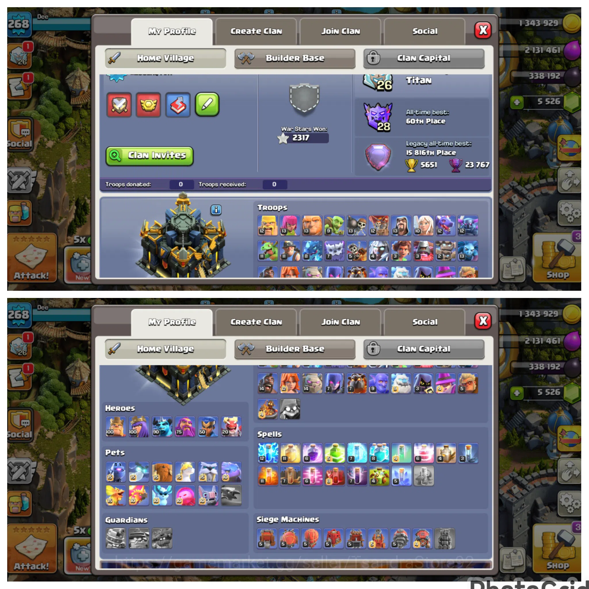 Clash of Clans Accounts SUPER DISCONT TH 17 LVL 268 FULLYMAX |BUILDERHALL image 2