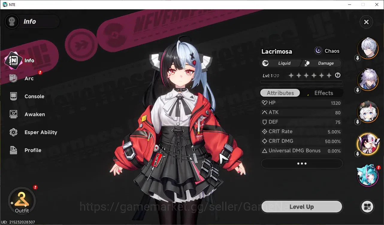 Neverness to Everness Accounts GLOBAL Europe|HL 3|3 SSR (Lacrimosa,Sakiri,Baicang image 3
