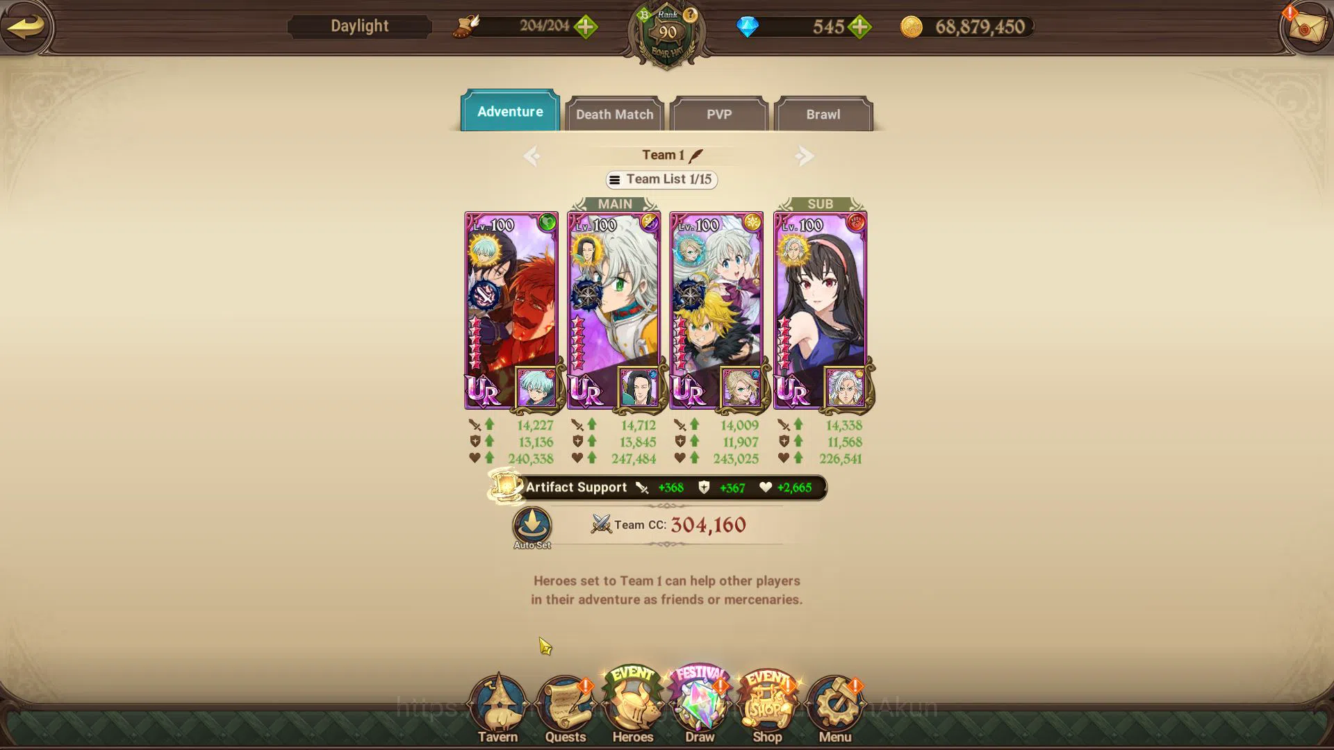 The Seven Deadly Sins: Grand Cross Accounts Midgame Asia|4,5M CC|545 Gems|1 LR+9 UR+Collab 12