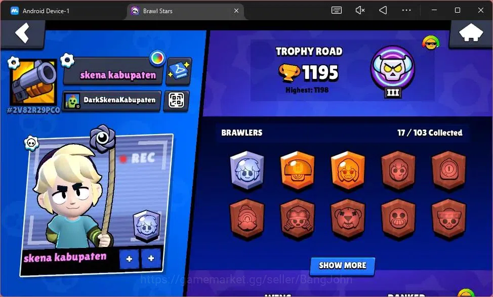 Brawl Stars Accounts Global |1195 Trophy|17 Brawler|2 Lv11 (Darryl,Gus) image 2
