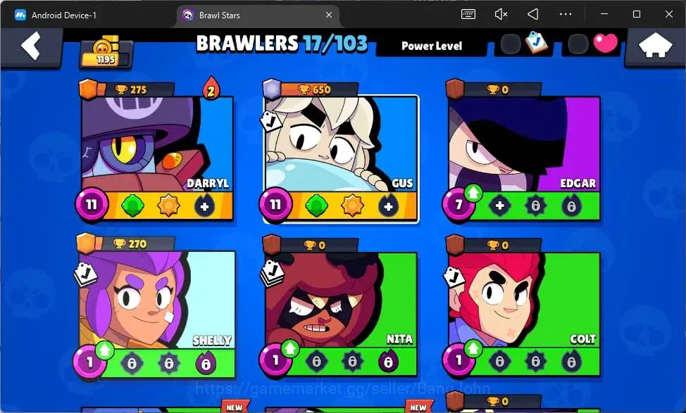 Brawl Stars Accounts Global |1195 Trophy|17 Brawler|2 Lv11 (Darryl,Gus) image 5