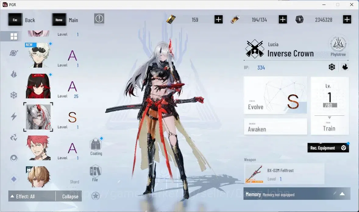Punishing: Gray Raven Accounts ASIA | Lv35 | S Lucia CW Lv1 | 1x 5*Wep | BC 159 | image 12