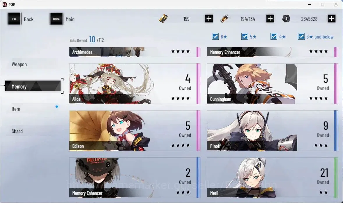 Punishing: Gray Raven Accounts ASIA | Lv35 | S Lucia CW Lv1 | 1x 5*Wep | BC 159 | image 8