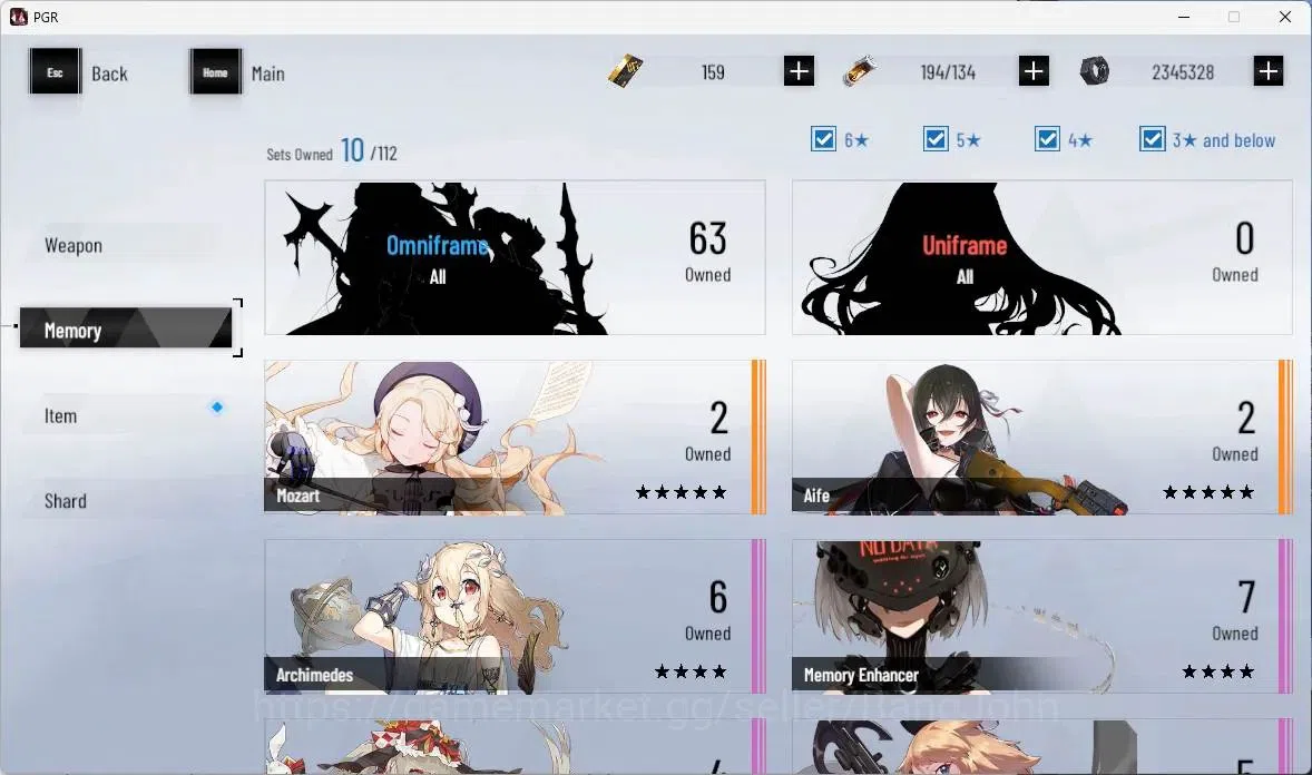 Punishing: Gray Raven Accounts ASIA | Lv35 | S Lucia CW Lv1 | 1x 5*Wep | BC 159 | image 9