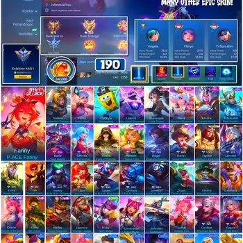 Mobile Legends: Bang Bang Accounts #4578 190 Skins | Fanny P.ACE Fanny (P.ACE) | Cyclops SpongeBob (SPONGEBOB) | Natalia