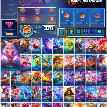 Mobile Legends: Bang Bang Accounts #4360 378 Skins | Lunox Divine Goddess (LEGEND) | Kalea Sakura Haruno (NARUTO) | Vale
