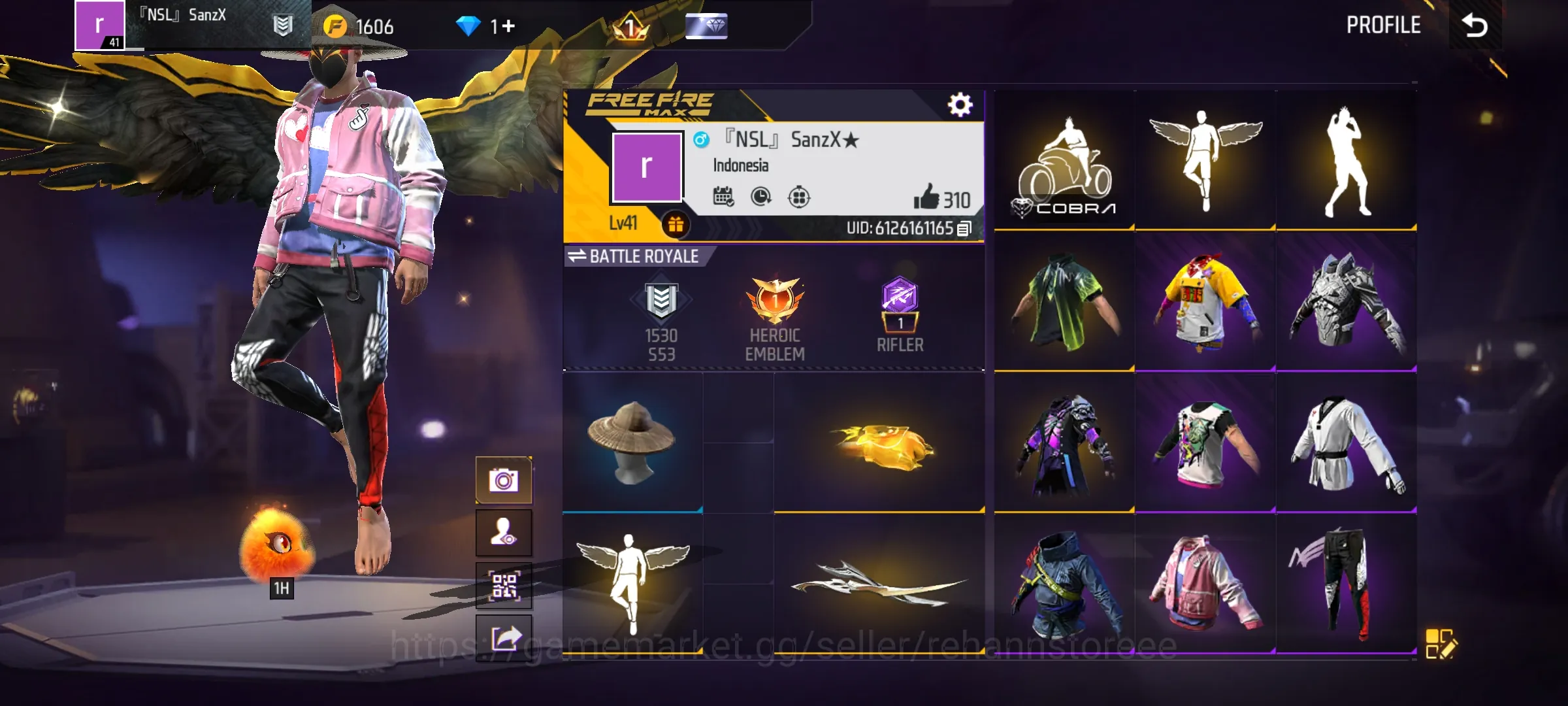 Free Fire Accounts POLOSAN IDAMAN - TOPI JERAMI - SKIN TINJU KECE - ANGEL MERAH - EMOT SAYAP - EMOT COBRA - BAJU IRON BLADE 1
