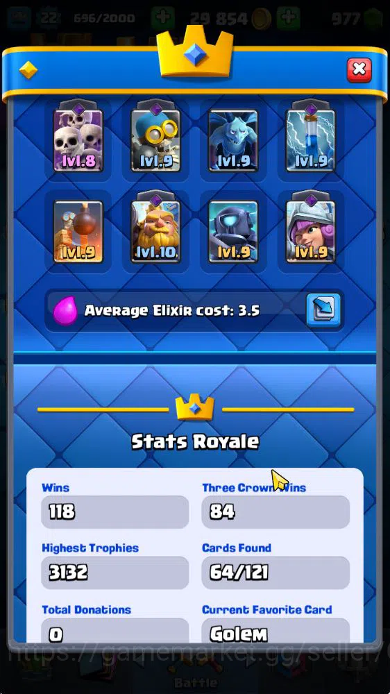 Clash Royale Accounts Starter Lvl 22|Trophy 3132|KTL 9|Fresh Starter|Limited Skin|Card 64| 3 Evo, 14 Epic, 24 Rare, 26 3