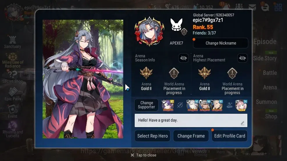 Epic Seven Accounts GLOBAL Unverif|NewEra|6 ML(Rhiana&Luciela,Ruele oL image 2