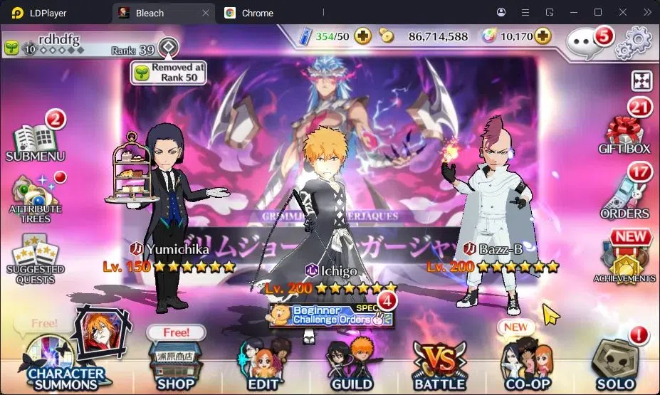 Bleach: Brave Souls Accounts Starter Global |86M BP+10K Orb|Fresh Story|Grimmjow 11th,IchigoDT,Gremmy9th,Aizen 1