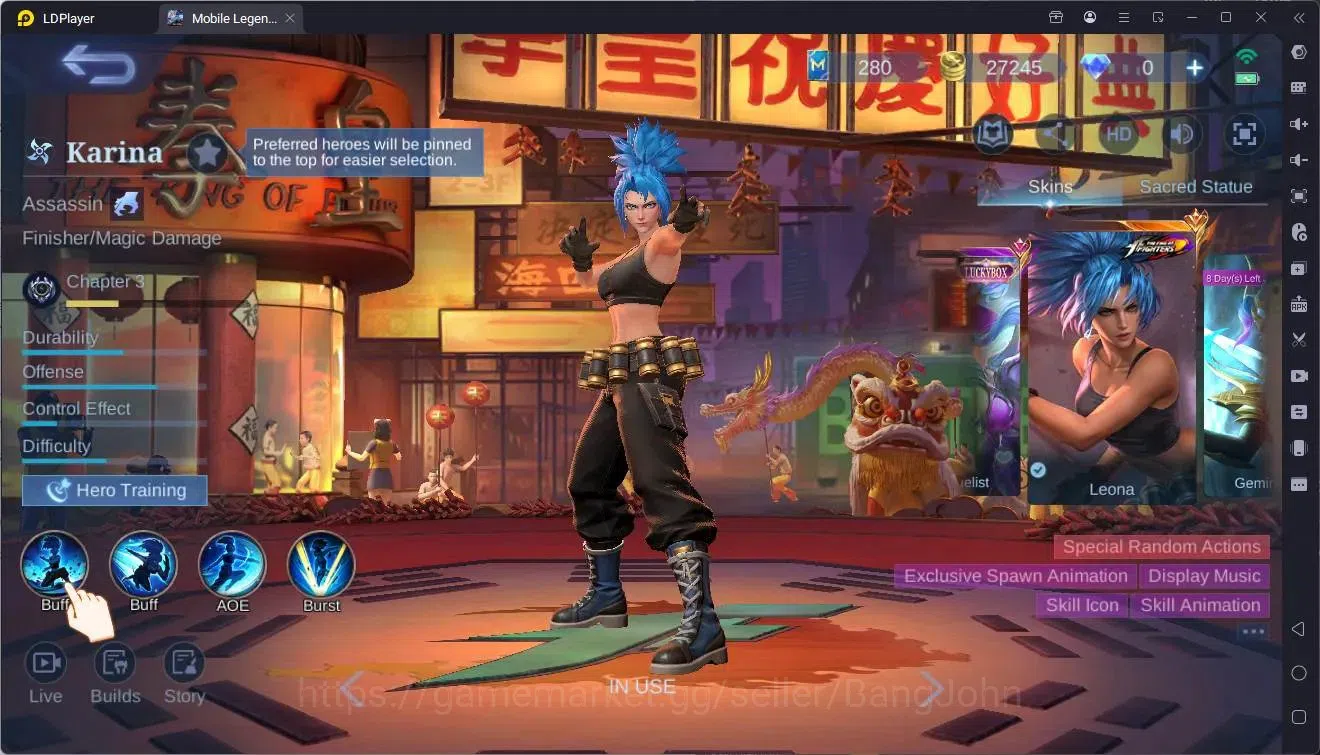 Mobile Legends: Bang Bang Accounts Global|Hero 118|Skin 211|Renowned|KOF Karina|Lucky image 16