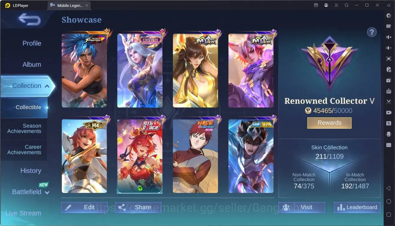 Mobile Legends: Bang Bang Accounts Global|Hero 118|Skin 211|Renowned|KOF Karina|Lucky image 2