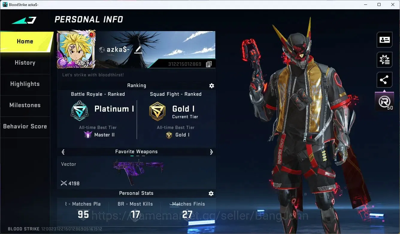 Blood Strike Accounts ASIA | ETERNAL Desert Eagle-Scorpius | 2 7DS: QBZ9 image 2