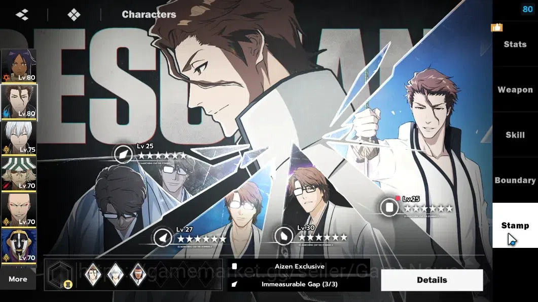 BLEACH: Soul Resonance Accounts NuverseSEA|LV 72|14 SSR[Aizen,Gin,UraharaB1,Ikkaku image 8