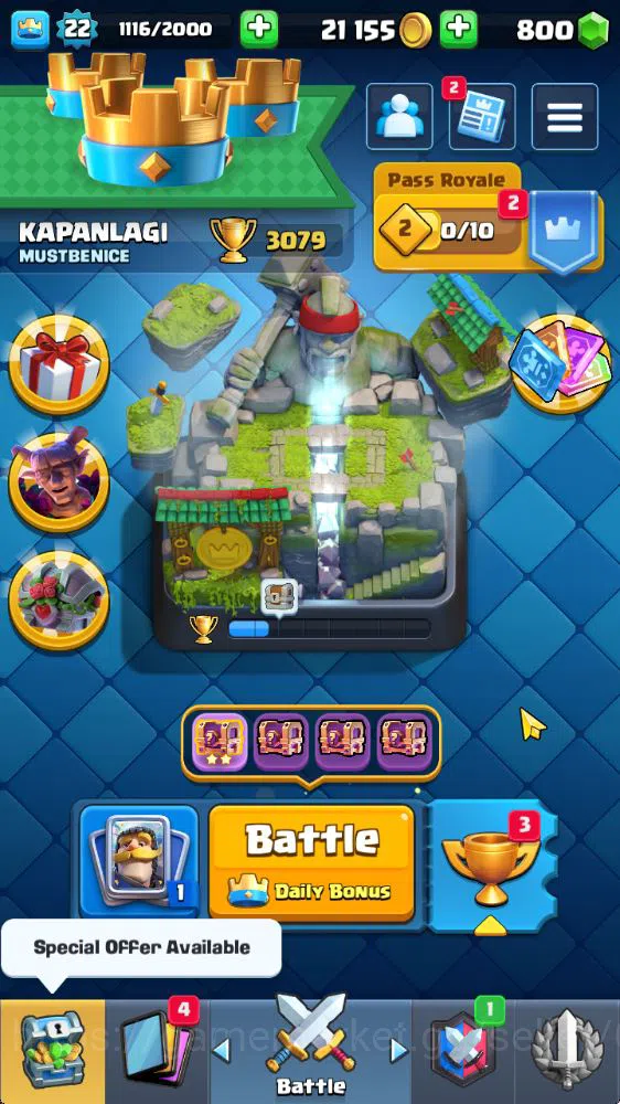 Clash Royale Accounts Starter Lvl 22|Trophy 3079|KTL 9|Fresh Starter|Limited Skin|Card 63| 3 Evo 16 Epic 22 Rare, 25