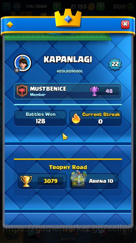Clash Royale Accounts Starter Lvl 22|Trophy 3079|KTL 9|Fresh Starter|Limited Skin|Card 63| 3 Evo 16 Epic 22 Rare, 25 2