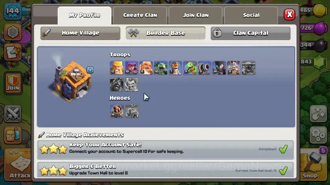 Clash of Clans Accounts LV 144|TH 13 - BH 7|HH 7|Limited Skin|BK 61,AQ 75, image 6