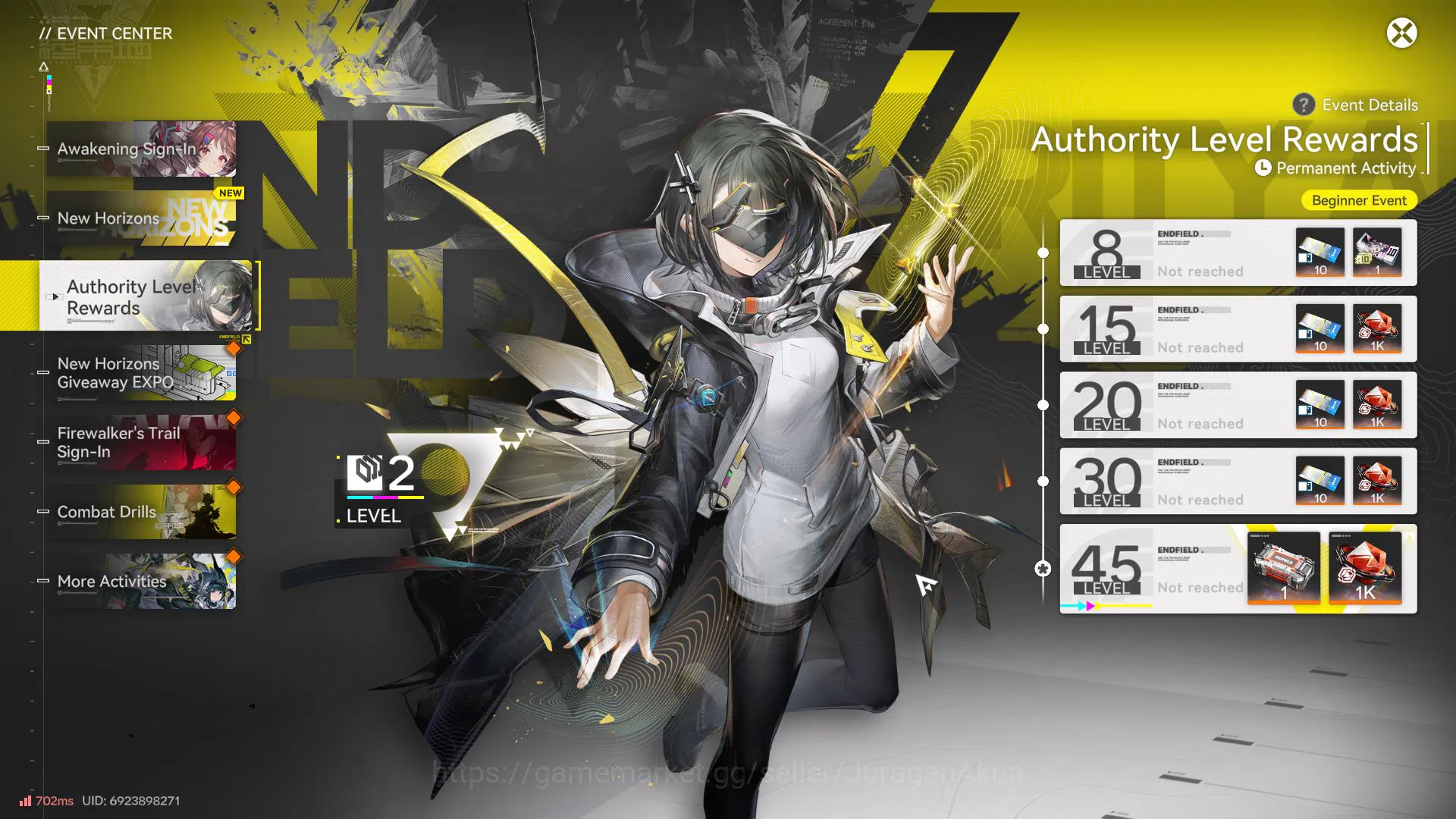 Arknights: Endfield Accounts NA/EU Lv 2 |Starter Meta SSR (Gilberta) + 5 SR Char+ 1 W6 (Former Finery)|Female 3