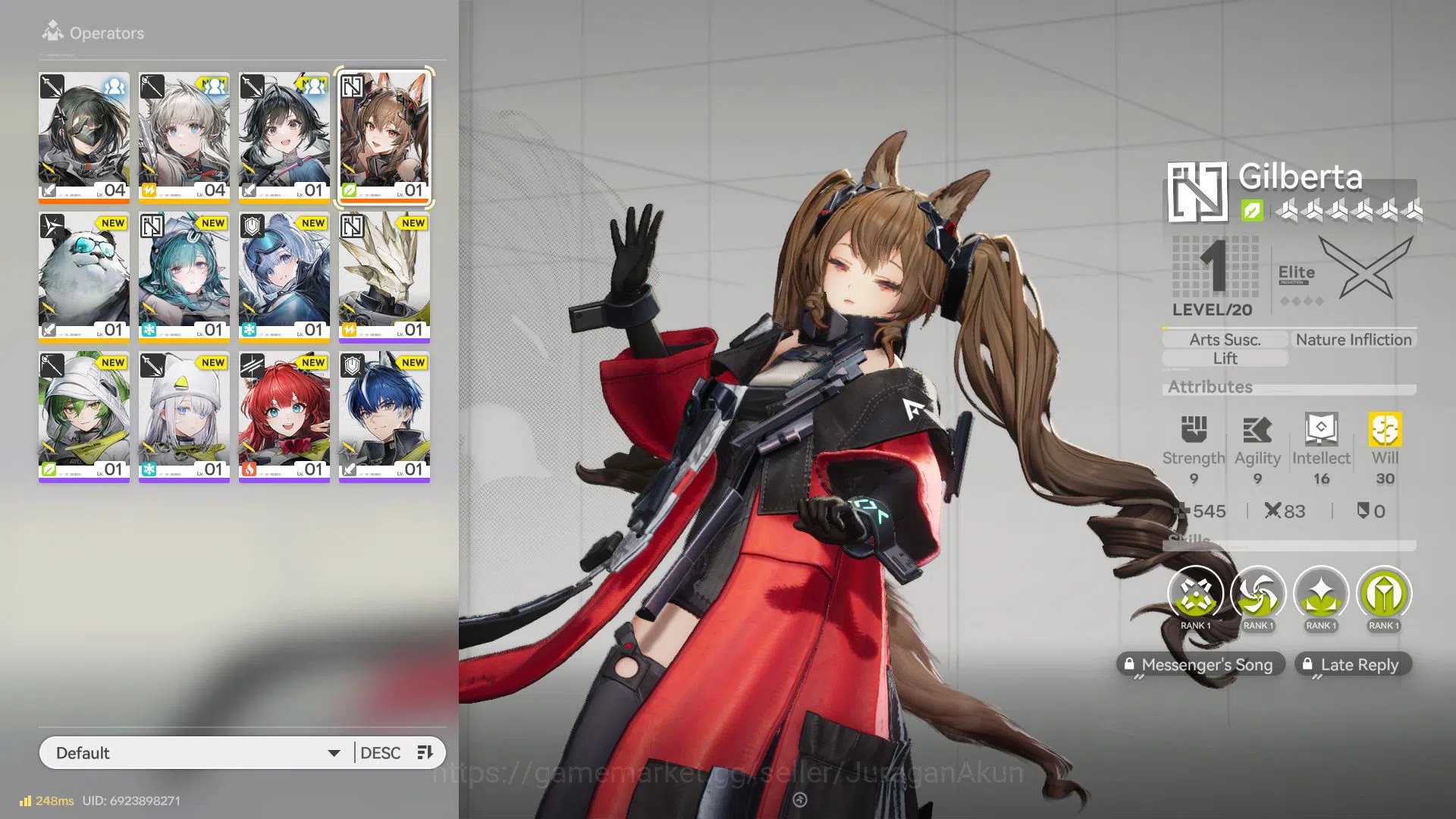 Arknights: Endfield Accounts NA/EU Lv 2 |Starter Meta SSR (Gilberta) + 5 SR Char+ 1 W6 (Former Finery)|Female 6