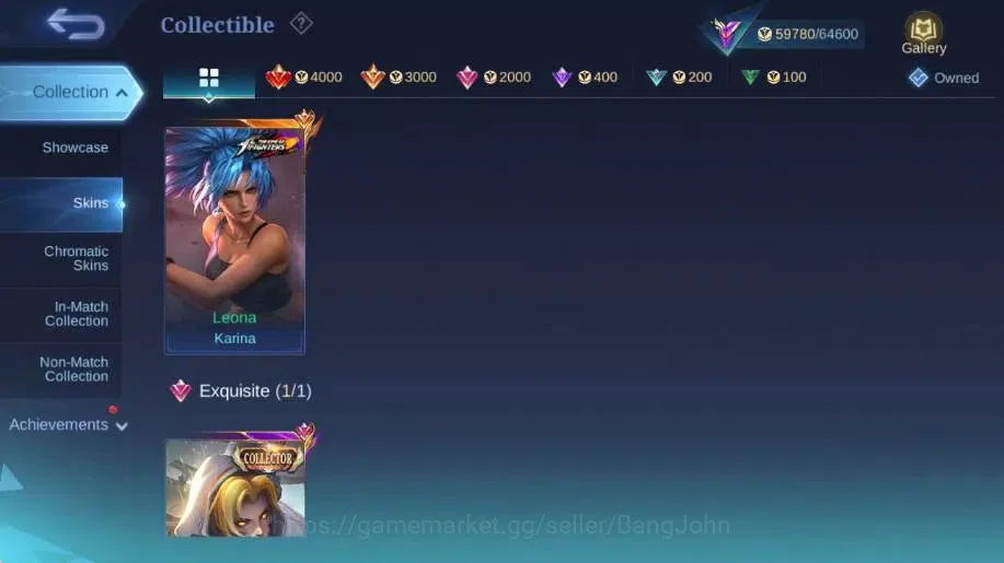 Mobile Legends: Bang Bang Accounts Collector Global|Skin 314|Renowned|KOF Karina,Collector Natalia,Lightborn 5