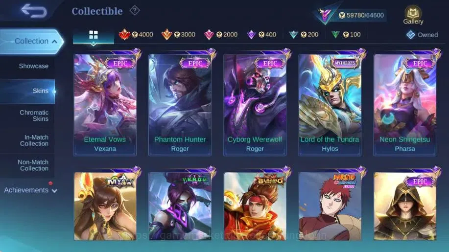 Mobile Legends: Bang Bang Accounts Collector Global|Skin 314|Renowned|KOF Karina,Collector Natalia,Lightborn 9