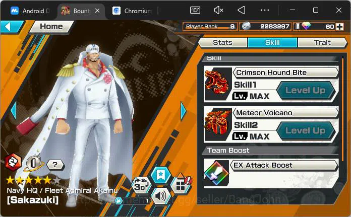 One Piece Bounty Rush Accounts Others GLOBAL|4 ex|Roronoa Zoro,Flame emperor Sabo,Admiral Sakazuki,King Pirates 9