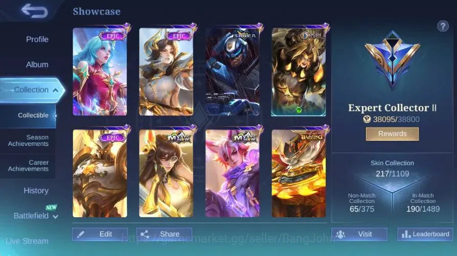 Mobile Legends: Bang Bang Accounts Global|Skin 217|Expert|Blazing Franco|S.A.B.E.R Sa image 20