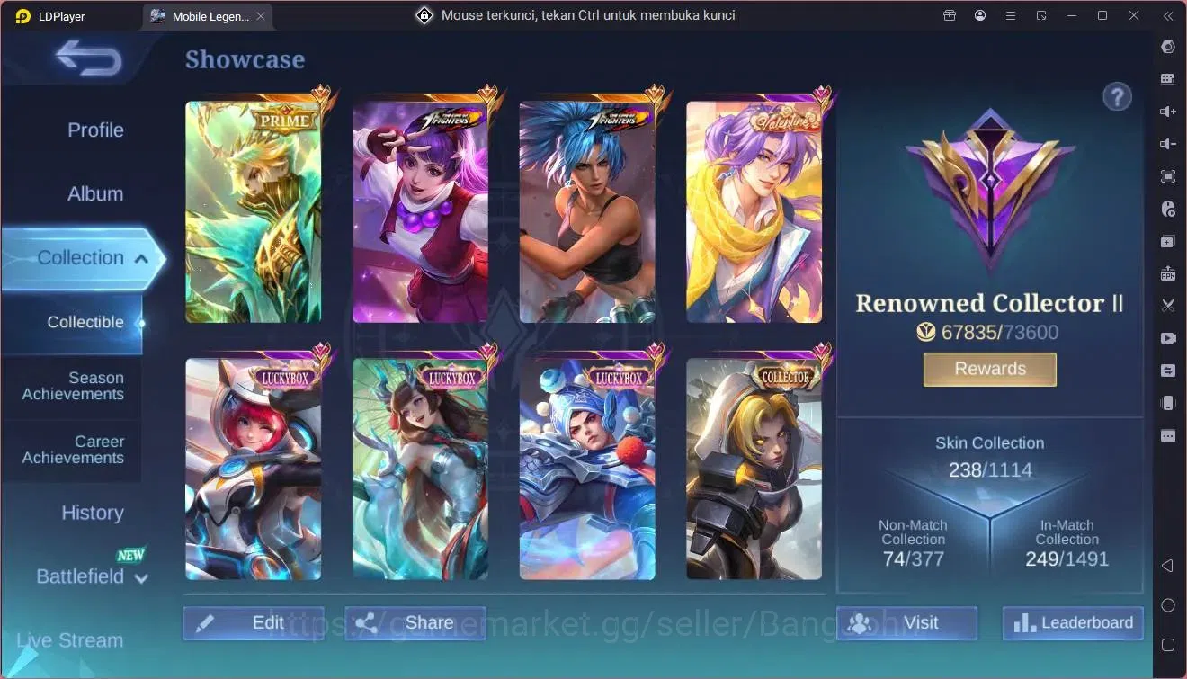Mobile Legends: Bang Bang Accounts Global|Hero 127|Skin 238|Renowned|Prime Granger|KO image 2