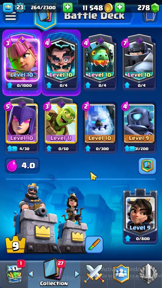 Clash Royale Accounts Starter Lvl 23|Trophy 4353|KTL 9|Limited Skin|Card 75| 1 EVO 3 Legendary 18 Epic,26 Rare,28 3