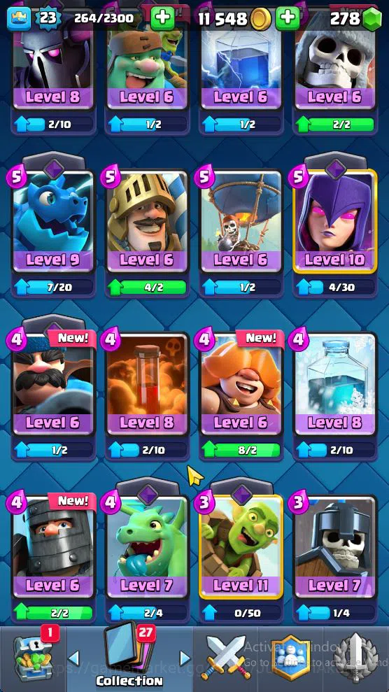 Clash Royale Accounts Starter Lvl 23|Trophy 4353|KTL 9|Limited Skin|Card 75| 1 EVO 3 Legendary 18 Epic,26 Rare,28 4