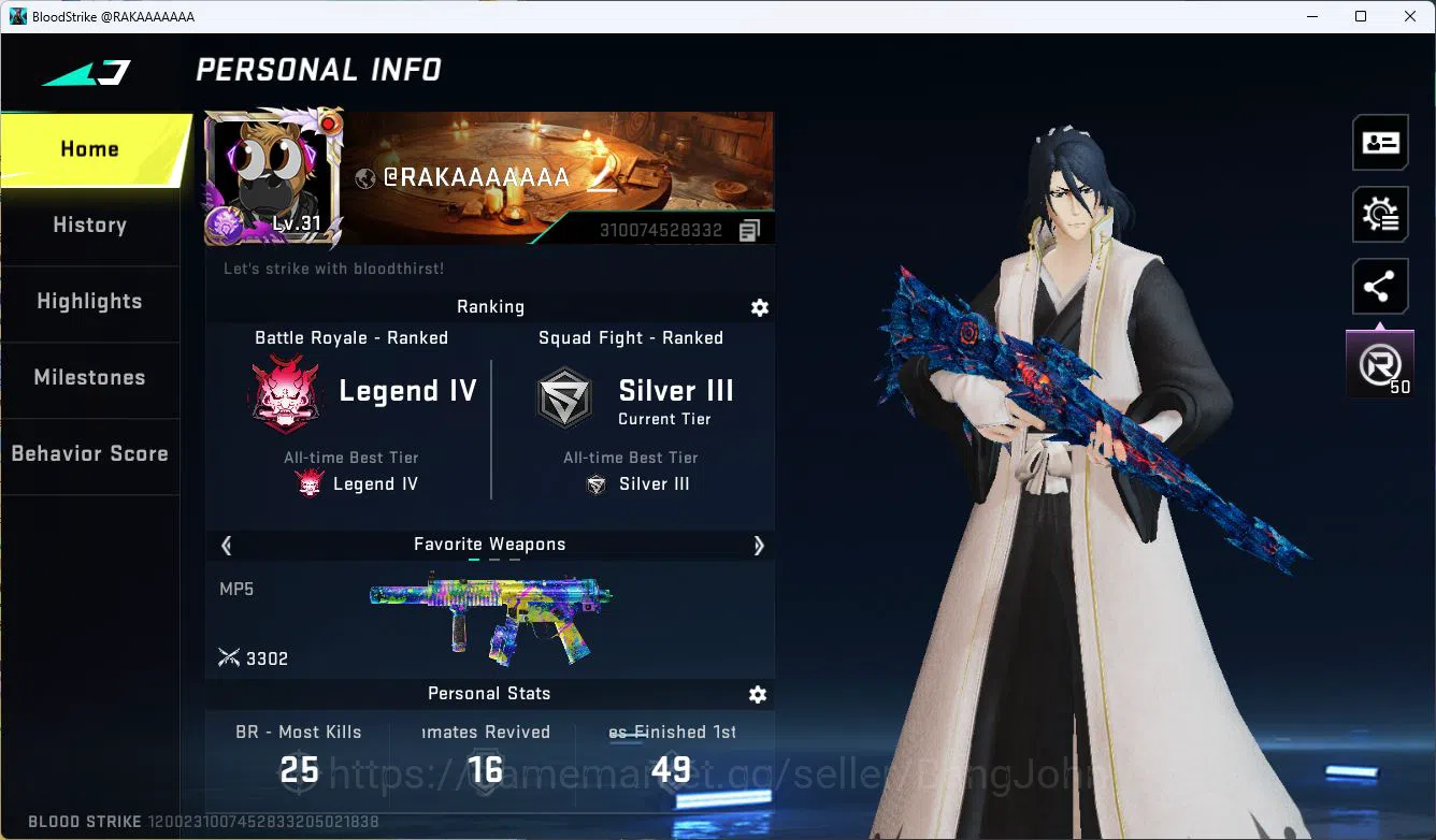 Blood Strike Accounts ASIA|ETERNAL=KALA(LVL1)|COLAB=KAR98K,QBZ95|LIMITED image 15