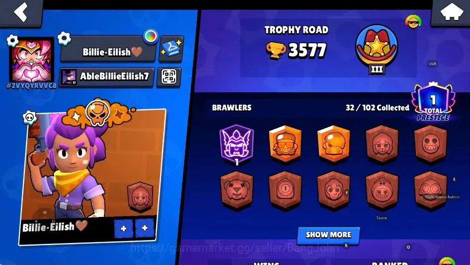 Brawl Stars Accounts Android | 3577 Thropy|32 Brawler-2 Max Lv(Damian,M image 2