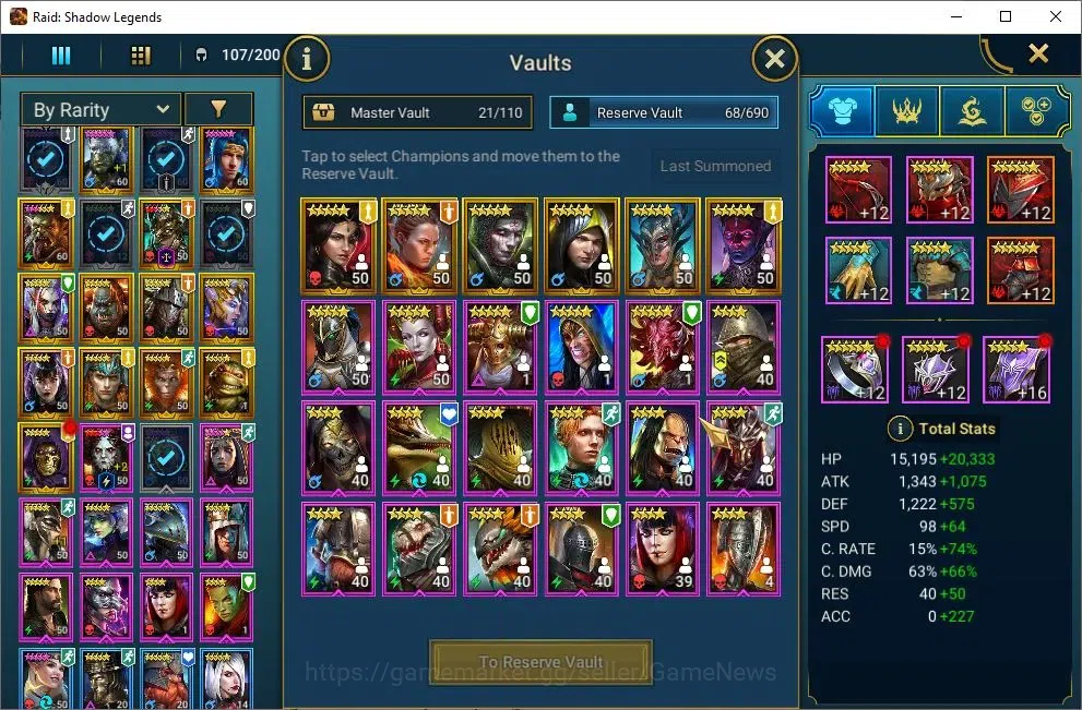 Raid: Shadow Legends Accounts Lv 49|623K Power|1 Mythical (Lady Mikage)|21 Legen image 8