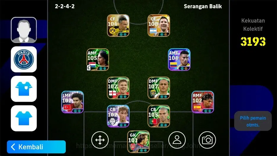 eFootball Accounts Meta Player Mobile|PW3193|NewLionelMessi Big T, New James Rodriguez Show T,Lionel Messi Show T, P.E 1