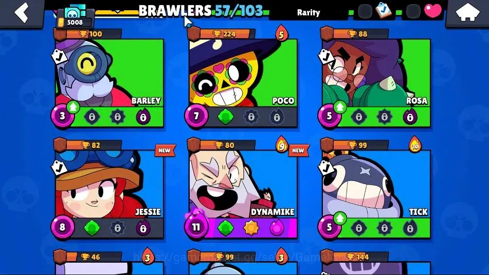 Brawl Stars Accounts 5008 Trophy|57 Brawlers 6 Max|3k Bling|3 Hyperc [D Mortis,K Kenji,S Poco],1 Legendary,6 Mythic33 Epic 10