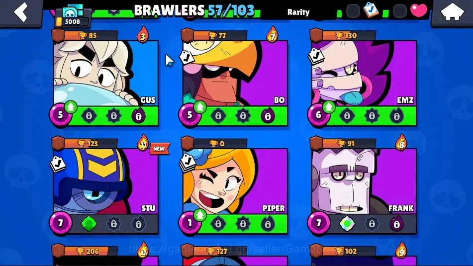 Brawl Stars Accounts 5008 Trophy|57 Brawlers 6 Max|3k Bling|3 Hyperc [D Mortis,K Kenji,S Poco],1 Legendary,6 Mythic33 Epic 12
