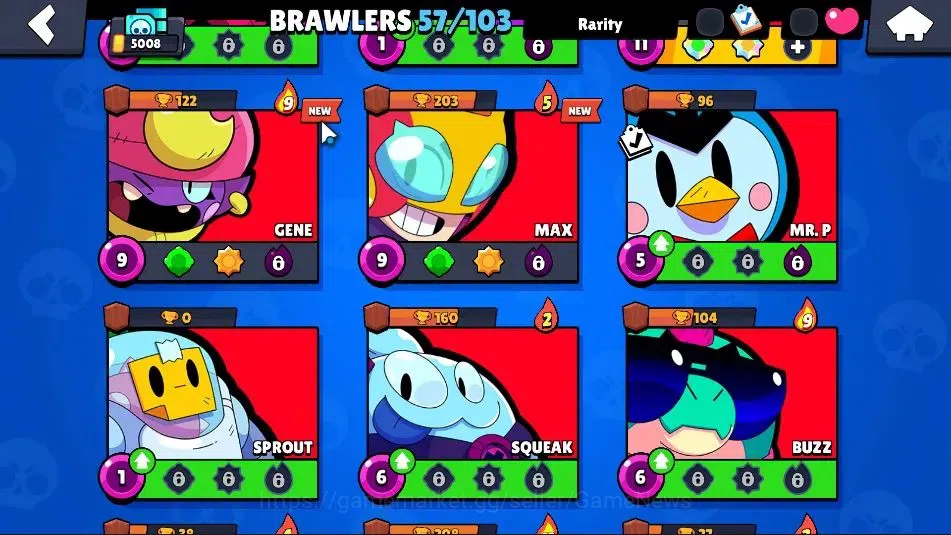 Brawl Stars Accounts 5008 Trophy|57 Brawlers 6 Max|3k Bling|3 Hyperc [D Mortis,K Kenji,S Poco],1 Legendary,6 Mythic33 Epic 16
