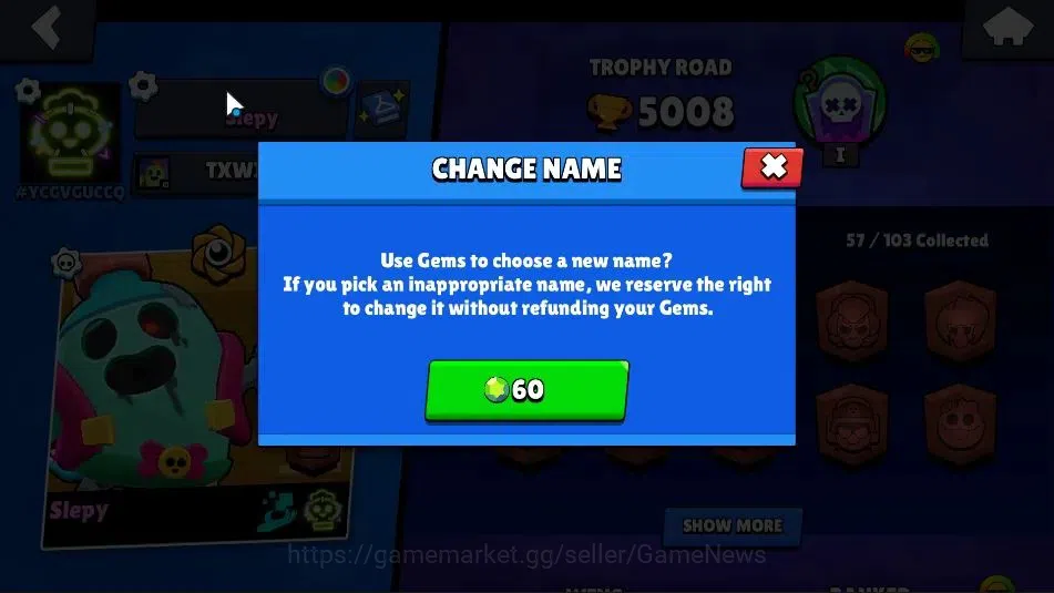 Brawl Stars Accounts 5008 Trophy|57 Brawlers 6 Max|3k Bling|3 Hyperc [D Mortis,K Kenji,S Poco],1 Legendary,6 Mythic33 Epic 5