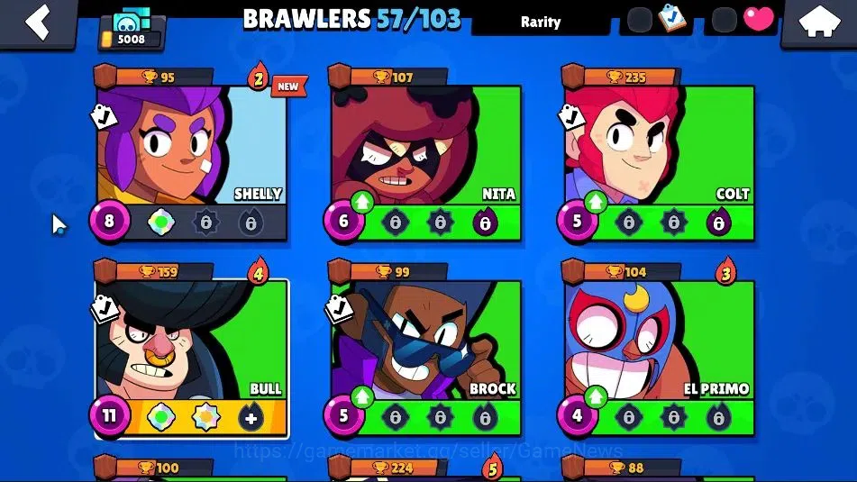 Brawl Stars Accounts 5008 Trophy|57 Brawlers 6 Max|3k Bling|3 Hyperc [D Mortis,K Kenji,S Poco],1 Legendary,6 Mythic33 Epic 9