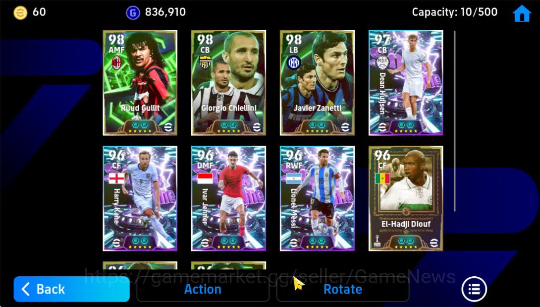 eFootball Accounts Mid-Tier Mobile|Ruud Gullit(Bullet Header,Low Screamer),Dean hujsen(Visionary Pass),Harry Kane(Bullet 4