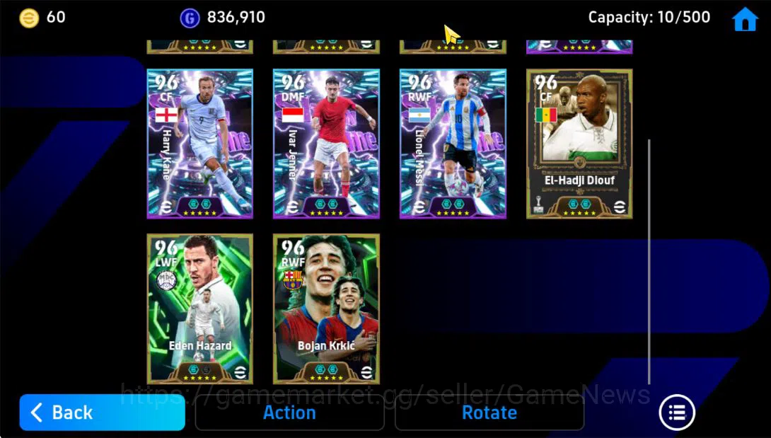 eFootball Accounts Mid-Tier Mobile|Ruud Gullit(Bullet Header,Low Screamer),Dean hujsen(Visionary Pass),Harry Kane(Bullet 5