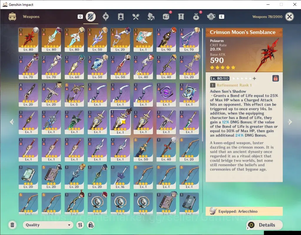 Genshin Impact Accounts Others Asia|AR 53|4 Limited 6(*5 Weapon)|Arlecchino+Signature,Mavuika,Navia,Zibai|Male Mc|Take 4