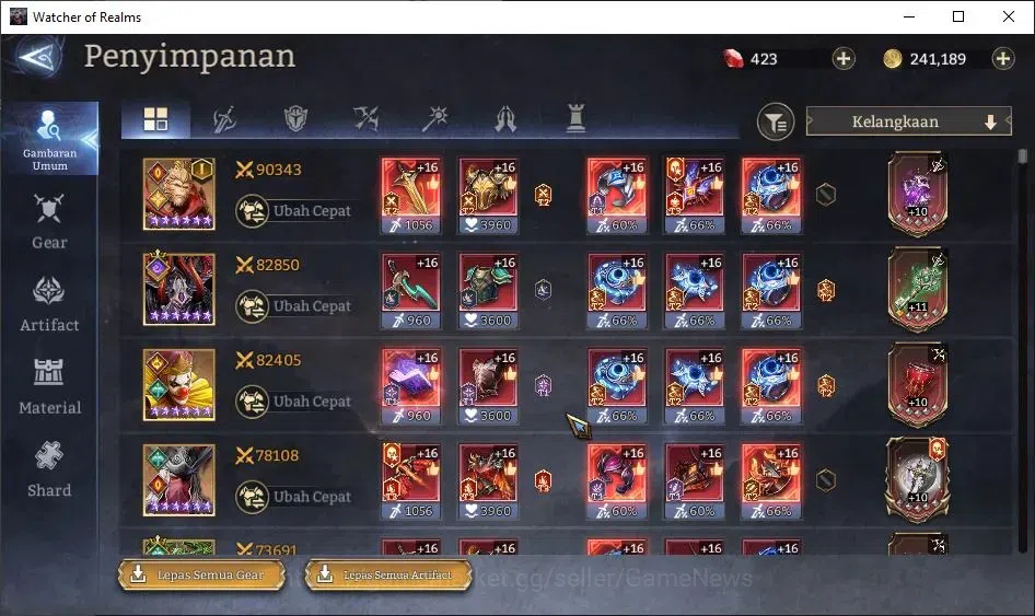 Watcher of Realms Accounts GLOBAL 60x|2M Power|6 Lord[Azareth,Iovar,Torodor,R image 13