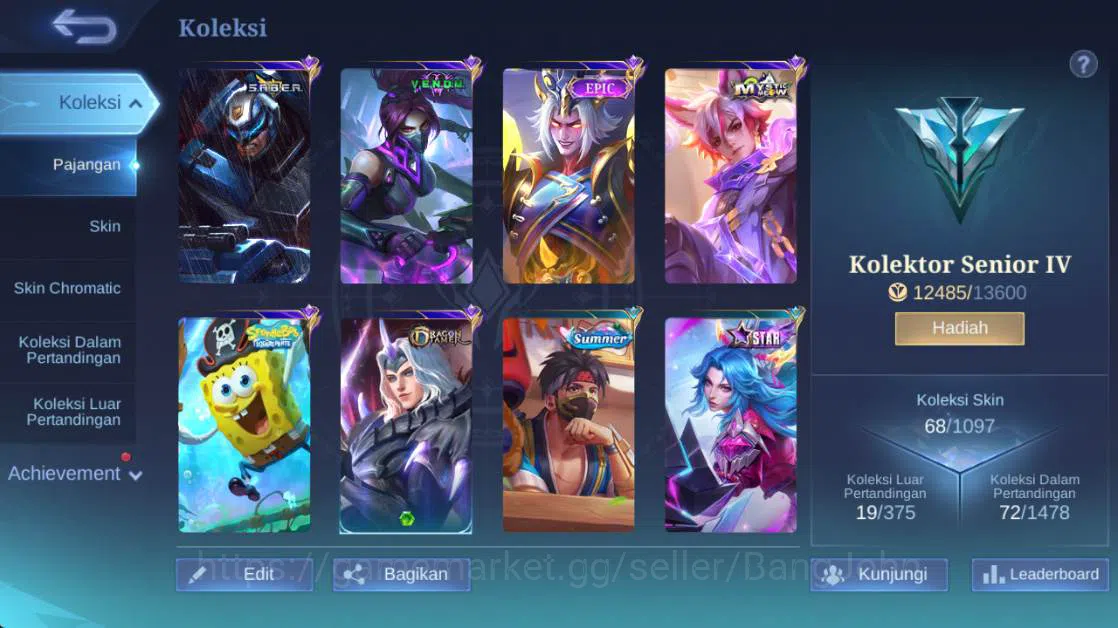 Mobile Legends: Bang Bang Accounts Global,Skin 68,hero 55,Dtamer lance,VNM hanabi,Sab image 9