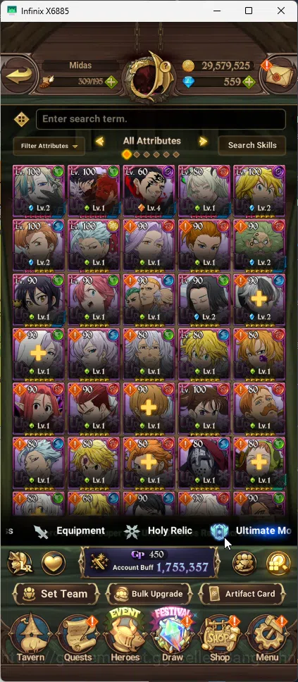 The Seven Deadly Sins: Grand Cross Accounts ASIA | 1,75M CC | 5 UR Salos 2/6, Merlin Esca, ODK image 16
